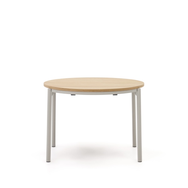 Montuiri Круглый раздвижной стол из дубового шпона с ножками серого цвета, Ø90(130) см от интернет-магазина IDODOM.RU