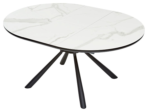 Стол круглый раскладной Master (120+40) керамика матовая белая от интернет-магазина IDODOM.RU