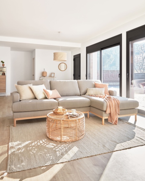 Mihaela 3-местный диван с правым шезлонгом из серого микробукле 264 см от интернет-магазина IDODOM.RU