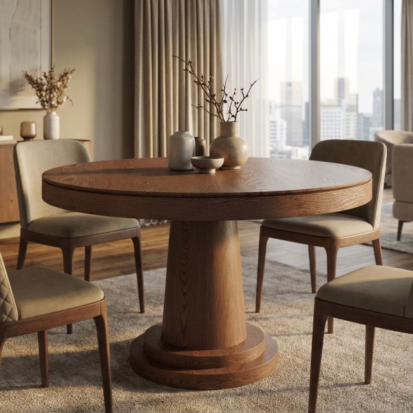 Стол круглый обеденный Bilbo (100+40) шпон от интернет-магазина IDODOM.RU