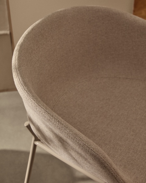 Полубарный стул Yvette из бежевого шенилла с бежевыми стальными ножками 65 см от интернет-магазина IDODOM.RU