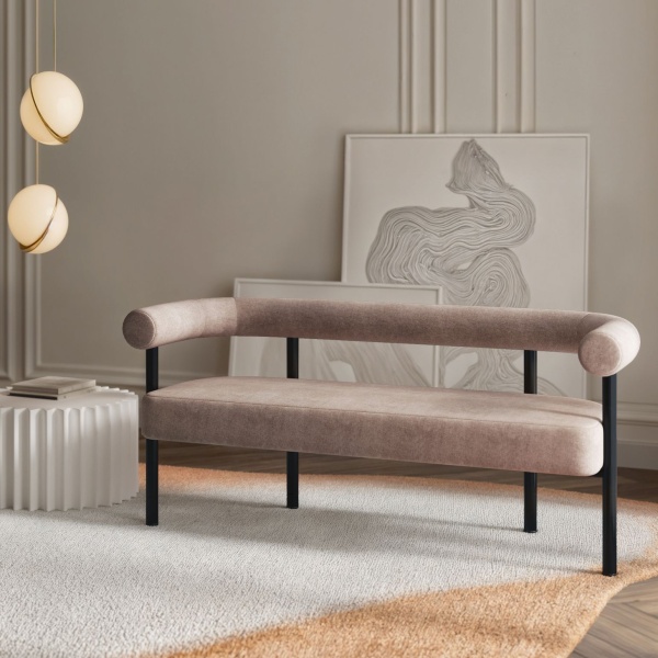 Диван Biggi, шенил Puffy beige / опоры черные от интернет-магазина IDODOM.RU