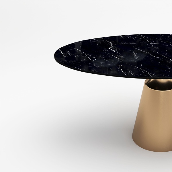 Стол овальный Lucas 160, керамика глянцевая, черная от интернет-магазина IDODOM.RU