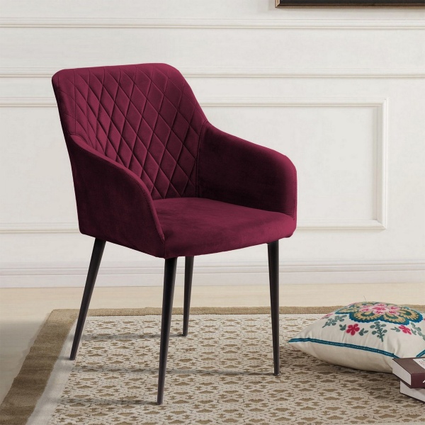 Стул с подлокотниками Robert, бархат винно-красный 16 new от интернет-магазина IDODOM.RU