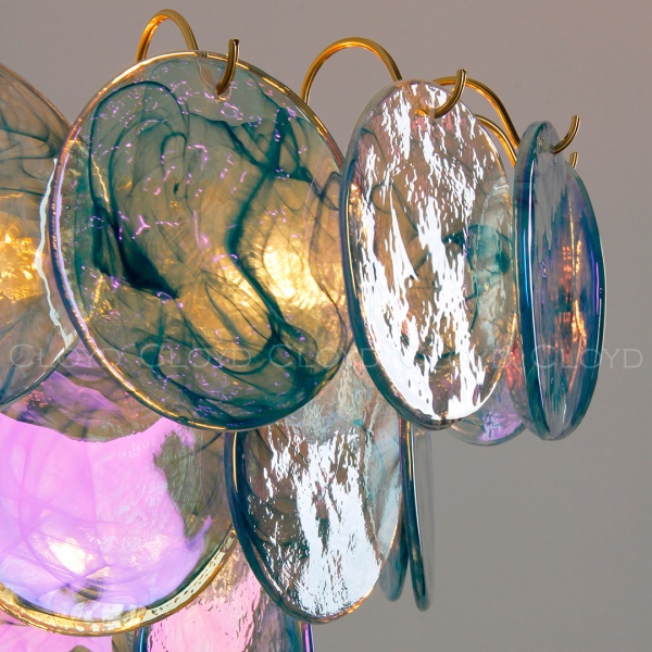 Люстра Cloyd LINZE-B C13 / Ø60 см - латунь - голубое стекло (арт.11675) от интернет-магазина IDODOM.RU