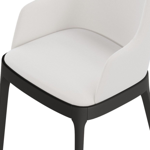 Стул с подлокотниками Magda без стежек, массив бук, рогожка белый от интернет-магазина IDODOM.RU