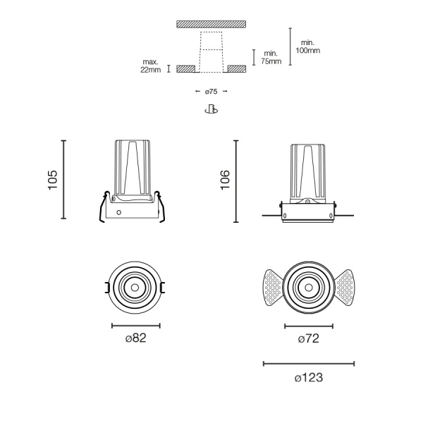 Встраиваемый светильник ELIOS TUBE IP54 7W черный 15є 2400K-6000K CASAMBI от интернет-магазина IDODOM.RU