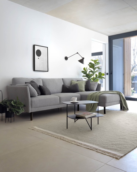 Gilma серый 3-местный диван с подвижным шезлонгом черные ножки от интернет-магазина IDODOM.RU