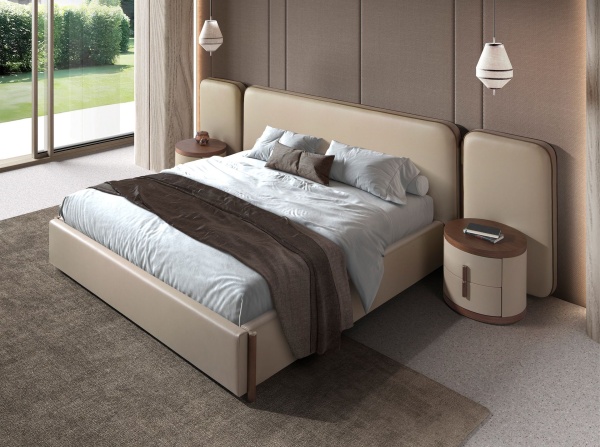 Кровать 7218 из экокожи цвета норки для матраса 180 х 200 см от интернет-магазина IDODOM.RU