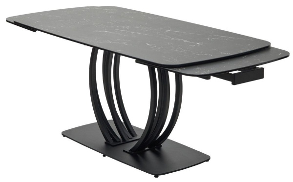 Стол обеденный Ring (160+40+40) керамика матовая черная от интернет-магазина IDODOM.RU