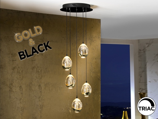 Люстра Rocio 5L черно-золотая 30D от интернет-магазина IDODOM.RU