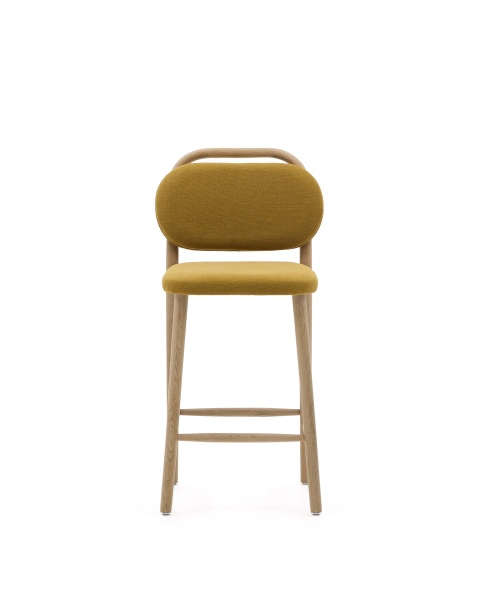 Полубарный стул Helda из горчичного шенилла и массива дуба FSC 65 см от интернет-магазина IDODOM.RU