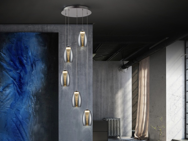 Подвесной светильник Nebula LED 5L хром от интернет-магазина IDODOM.RU