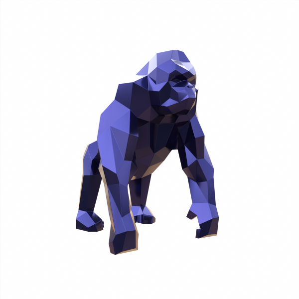 Горилла. Полигональная скульптура из углеродистой стали. Финиш: Окрашивание по каталогу цветов Rall. Цвет: Синий. Высота: 130 см.