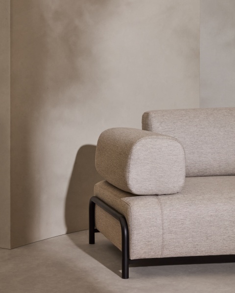 Compo 3-х местный диван из бежевой синели и серого металла 232 см от интернет-магазина IDODOM.RU