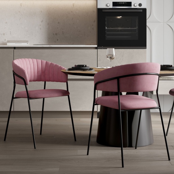 Стул Kelly с подлокотниками, бархат пудровый 15 от интернет-магазина IDODOM.RU