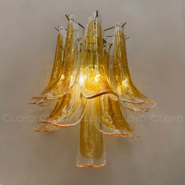 Бра Cloyd AZORES-C W2 / выс. 42 см - латунь светл. - янтарное стекло (арт.20472) от интернет-магазина IDODOM.RU