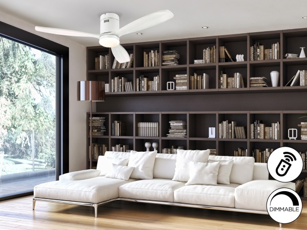 Siroco Потолочный вентилятор с освещением белый D132 DIMABLE от интернет-магазина IDODOM.RU