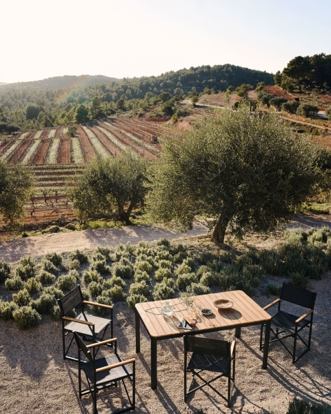 Llado Складной стул из черного алюминия с подлокотниками из массива тика от интернет-магазина IDODOM.RU