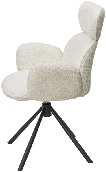 Стул с подлокотниками Harvi букле белый, поворотно-возвратный механизм 360 градусов от интернет-магазина IDODOM.RU