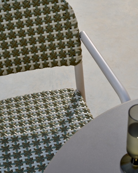 Уличный стул Tuccia бежевого-зеленого цвета из алюминия и искусственного ротанга от интернет-магазина IDODOM.RU