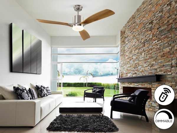 Anemos Потолочный вентилятор с освещением DIMABLE никель/вишня от интернет-магазина IDODOM.RU