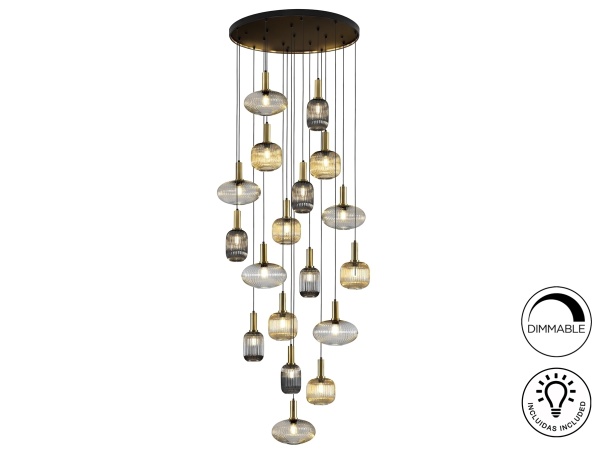 Люстра Norma 18L черный/латунь от интернет-магазина IDODOM.RU