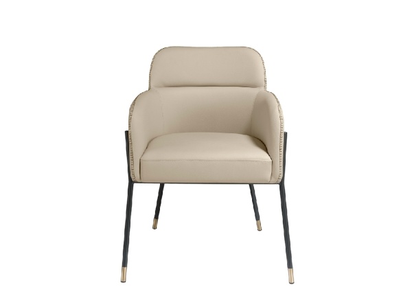 Стул CH21035/4106 из бежевой экокожи с металлическим каркасом от интернет-магазина IDODOM.RU