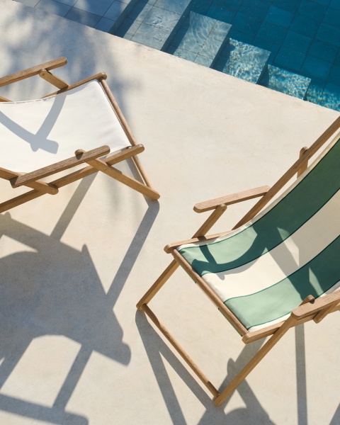 Vilara Складной шезлонг для улицы в полоску зеленого и бежевого цвета от интернет-магазина IDODOM.RU