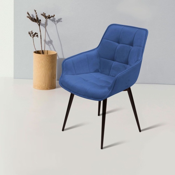 Стул с подлокотниками Capri, бархат синий 29 / опора конус от интернет-магазина IDODOM.RU