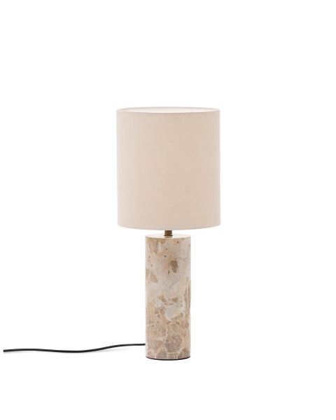 Настольная лампа Raze из бежевого мрамора с льняным абажуром от интернет-магазина IDODOM.RU