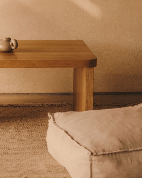 Forallac Пуф 100% лен бежевого цвета 50 x 50 см от интернет-магазина IDODOM.RU