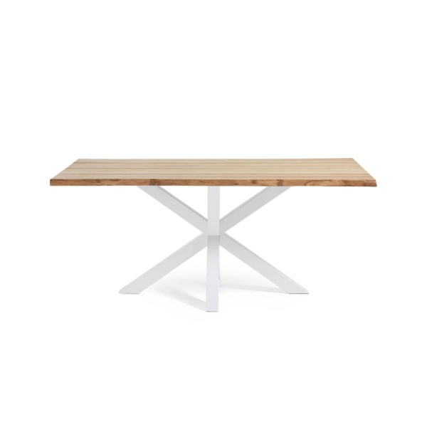 Argo Стол с дубовым шпоном натурального цвета и стальными ножками с белой отделкой 160 x 90 см от интернет-магазина IDODOM.RU