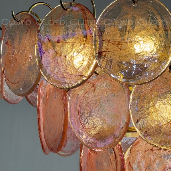 Люстра Cloyd LINZE-B C18 / Ø80 см - латунь - розов.стекло (арт.11677) от интернет-магазина IDODOM.RU