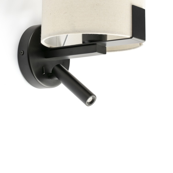 NILA Бра с ридером черное с белым абажуром 1xE27 LCTR 3W 3000K от интернет-магазина IDODOM.RU