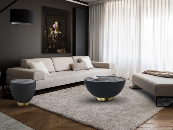 Круглый журнальный столик Candy черный-латунь от интернет-магазина IDODOM.RU