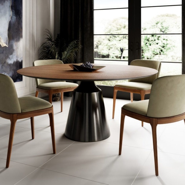 Стол круглый Lucas 120, шпон / опора черная от интернет-магазина IDODOM.RU