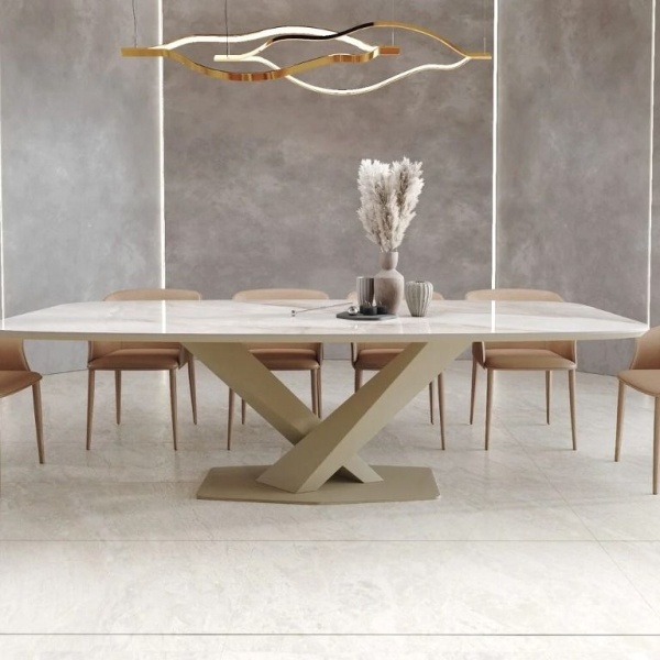 Стол Toros 180 овальный, интегрированная керамика глянцевая, шампань от интернет-магазина IDODOM.RU