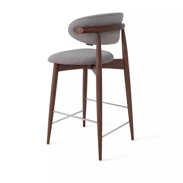 Стул полубарный Paolo, бук натуральный (тонированный коричневым лаком), ткань, пепельно-бежевый от интернет-магазина IDODOM.RU