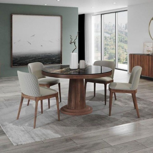 Стол круглый обеденный Bilbo 110, керамика глянцевая черная от интернет-магазина IDODOM.RU