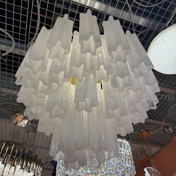 Люстра Cloyd ANNO-B C7 / Ø58 см - латунь светл. - стекло белые облака (арт.11648) от интернет-магазина IDODOM.RU