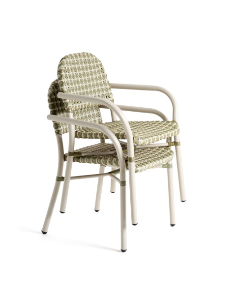 Уличный стул Tuccia бежевого-зеленого цвета из алюминия и искусственного ротанга от интернет-магазина IDODOM.RU