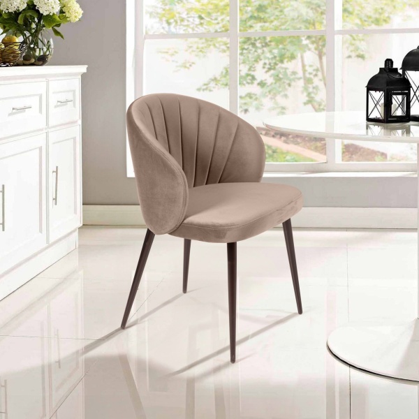 Стул Mont Blanc, бархат бежевый 5 / черный конус от интернет-магазина IDODOM.RU