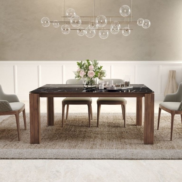 Стол обеденный Aron 160, керамика глянцевая черная от интернет-магазина IDODOM.RU