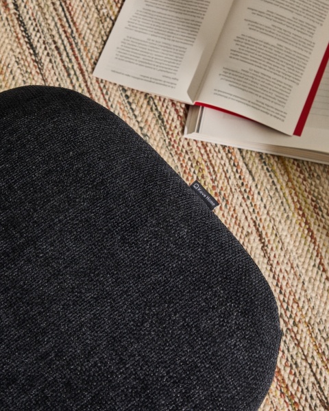 Teryl Пуф из шенилла синего цвета с серым металлом от интернет-магазина IDODOM.RU