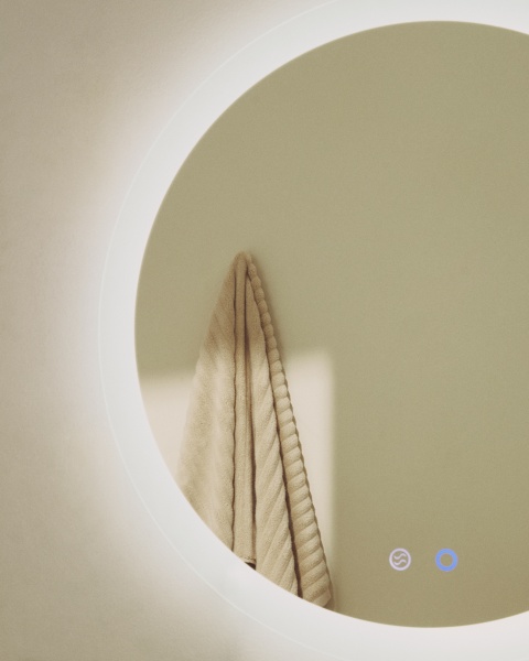 Круглое зеркало для ванной Mervi со LED подсветкой и защитой от запотевания Ø 80 см от интернет-магазина IDODOM.RU