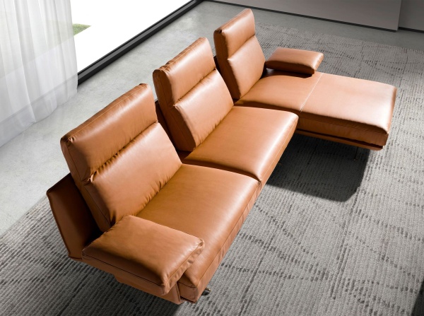 5-местный диван с правым шезлонгом 6227 из терракотово-коричневой кожи от интернет-магазина IDODOM.RU