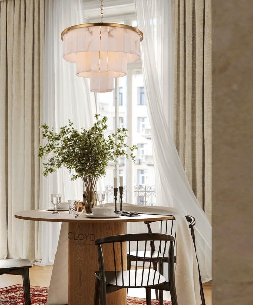 Люстра Cloyd HERCULANUM-B C9 / Ø60 см - алебастр - латунь (арт.11140) от интернет-магазина IDODOM.RU