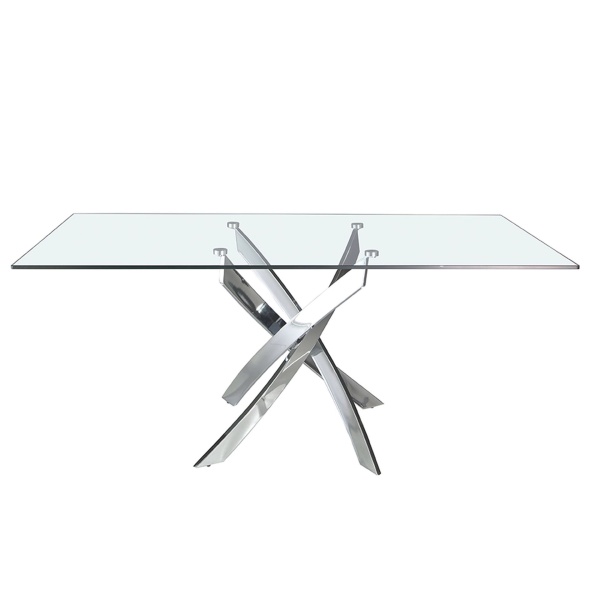 Стол обеденный прямоугольный F2133 /1061 стекло 180x95 с ножками из нержавеющей стали от интернет-магазина IDODOM.RU