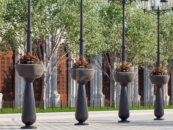 Подвесная цветочная конструкция из двух получаш с креплениями Площадь Искусств Graphite от интернет-магазина IDODOM.RU